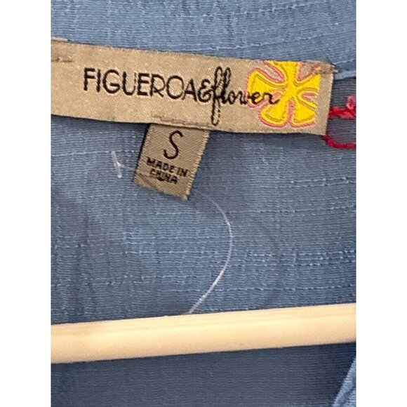 Figueroa & Flower Dress Womens Blue Midi Flowers Embroidered size S - Picture 3 of 8